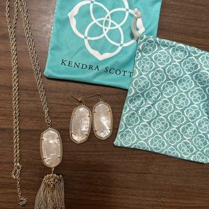 Kendra Scott Danielle Gold Drop Ivory Mother-of-Pearl Earrings & Rayne Necklace